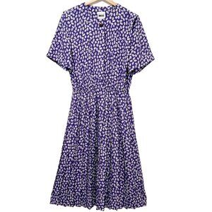 VTG 80s Leslie Fay Shirtwaist Dress Size 10 Pleated Skirt Geometric Modest Art